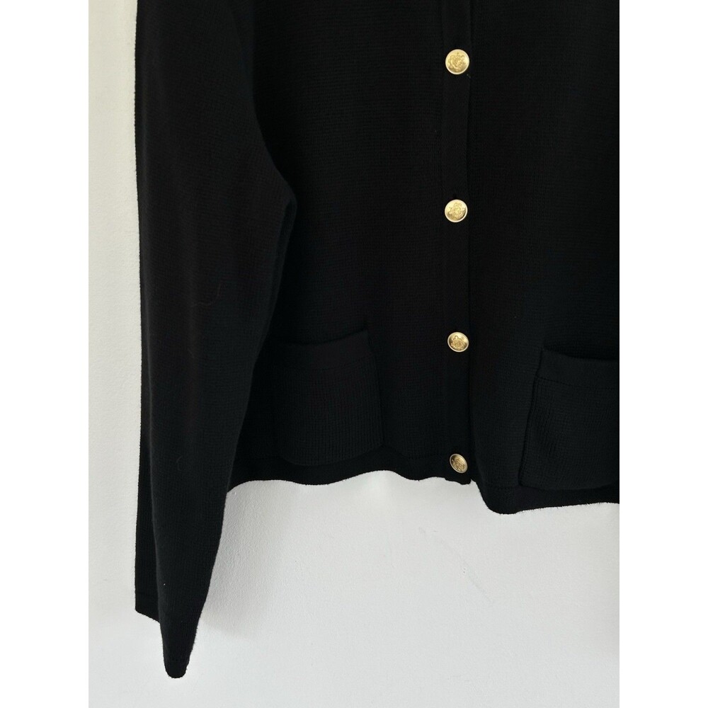 J.Crew Emilie Sweater Lady Jacket Size XL Black Gold Buttons Cardigan Pockets - Picture 4 of 8